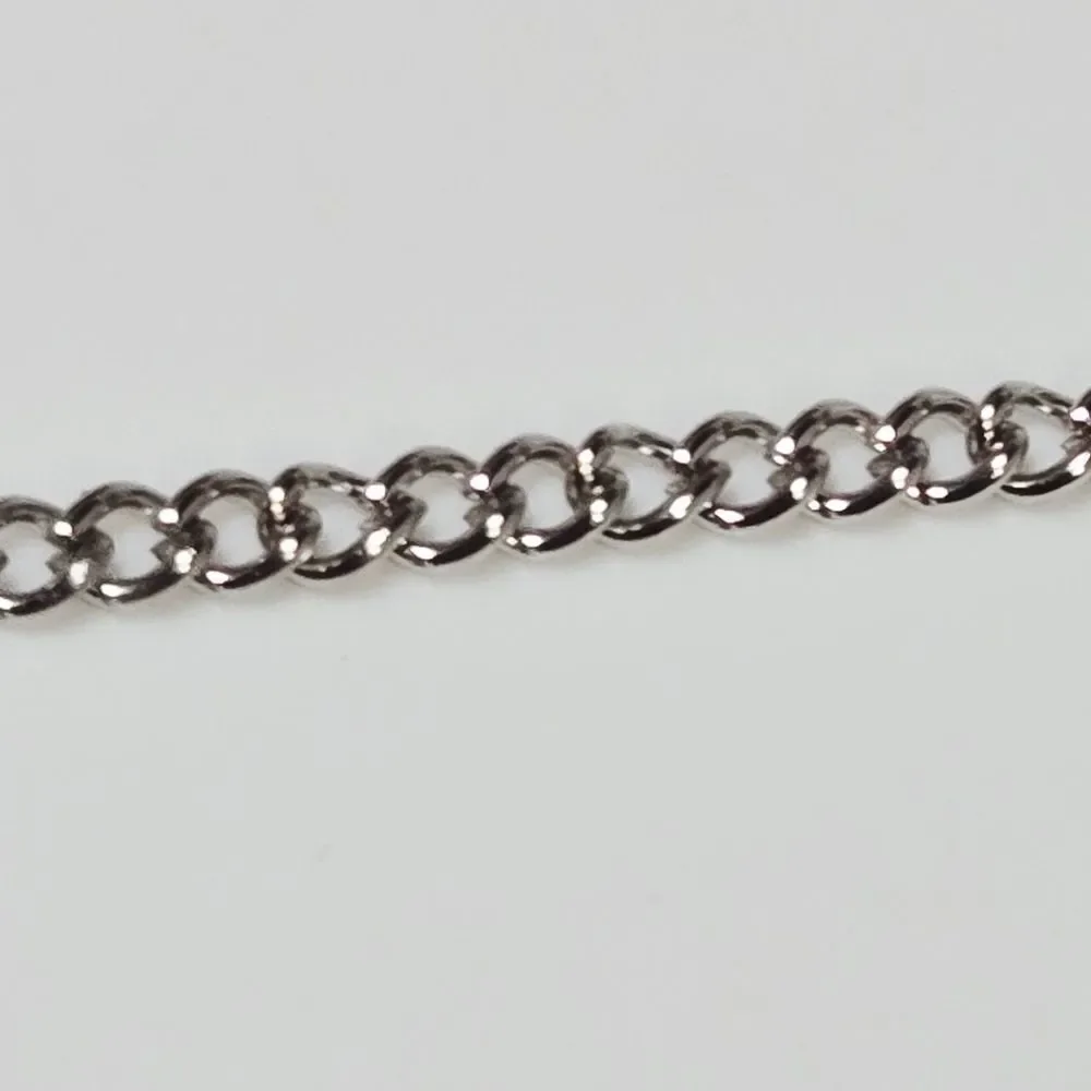 Silver Round Curb Chain Bracelet Stainless Steel Adjustable Layering Jewelry